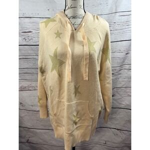 Torrid Women's Cream Gold Star Print‎ Long Sleeve Hoodie Sweater Size 00